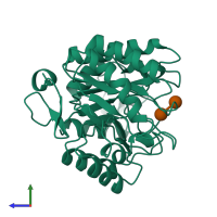 PDB entry 2a3h coloured by chain, side view.