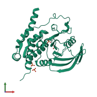 PDB entry 2a3k coloured by chain, front view.