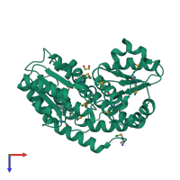 PDB entry 2a3n coloured by chain, top view.