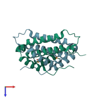 PDB entry 2a3q coloured by chain, top view.