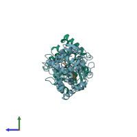 PDB entry 2a3r coloured by chain, side view.