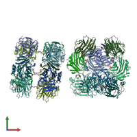 PDB entry 2a3w coloured by chain, front view.