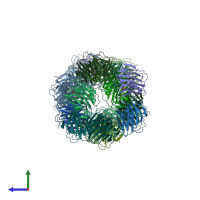 PDB entry 2a3w coloured by chain, side view.