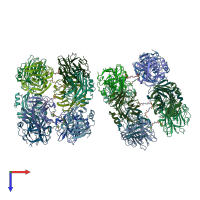PDB entry 2a3w coloured by chain, top view.