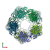 PDB entry 2a3x coloured by chain, front view.