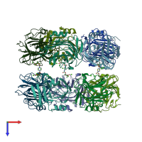 PDB entry 2a3x coloured by chain, top view.