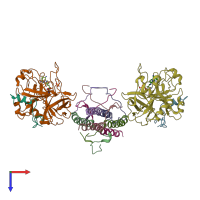 PDB entry 2a45 coloured by chain, top view.