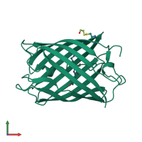 PDB entry 2a46 coloured by chain, front view.