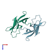PDB entry 2a4c coloured by chain, top view.