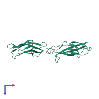 PDB entry 2a4e coloured by chain, top view.