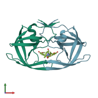PDB entry 2a4f coloured by chain, front view.