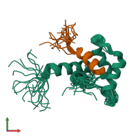 PDB entry 2a4j coloured by chain, ensemble of 20 models, front view.