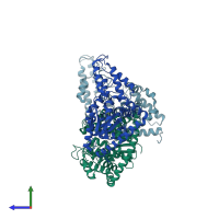 PDB entry 2a4m coloured by chain, side view.