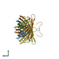 PDB entry 2a50 coloured by chain, side view.
