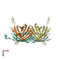 PDB entry 2a50 coloured by chain, top view.