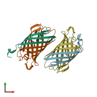 PDB entry 2a52 coloured by chain, front view.