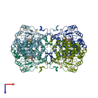 PDB entry 2a5h coloured by chain, top view.