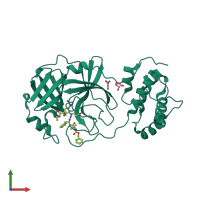 PDB entry 2a5i coloured by chain, front view.