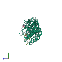 PDB entry 2a5i coloured by chain, side view.