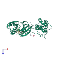 PDB entry 2a5i coloured by chain, top view.