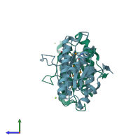 PDB entry 2a5l coloured by chain, side view.