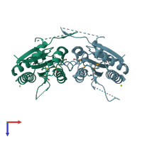 PDB entry 2a5l coloured by chain, top view.