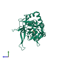 PDB entry 2a5s coloured by chain, side view.