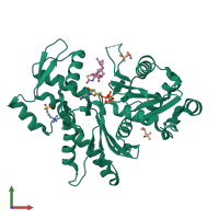 PDB entry 2a5x coloured by chain, front view.