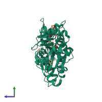 PDB entry 2a5x coloured by chain, side view.