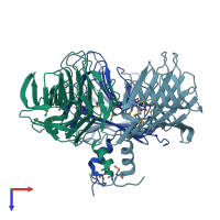 PDB entry 2a5z coloured by chain, top view.