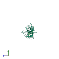 PDB entry 2a62 coloured by chain, side view.