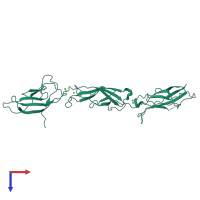 PDB entry 2a62 coloured by chain, top view.