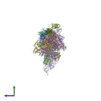 PDB entry 2a68 coloured by chain, side view.