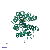 PDB entry 2a6b coloured by chain, side view.