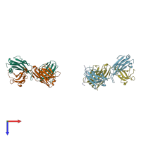 PDB entry 2a6k coloured by chain, top view.