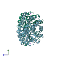 PDB entry 2a6l coloured by chain, side view.