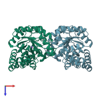 PDB entry 2a6l coloured by chain, top view.