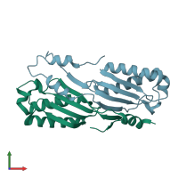 PDB entry 2a6m coloured by chain, front view.