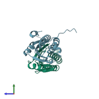 PDB entry 2a6m coloured by chain, side view.
