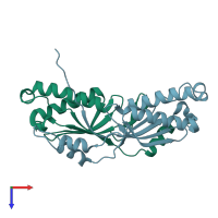 PDB entry 2a6m coloured by chain, top view.