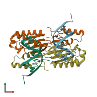 PDB entry 2a6o coloured by chain, front view.