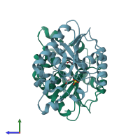 PDB entry 2a6p coloured by chain, side view.