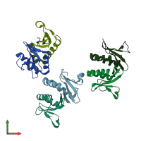 PDB entry 2a6r coloured by chain, front view.