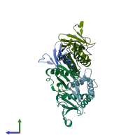 PDB entry 2a6r coloured by chain, side view.