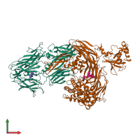 PDB entry 2a73 coloured by chain, front view.