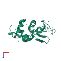 PDB entry 2a7d coloured by chain, top view.