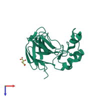 PDB entry 2a7i coloured by chain, top view.