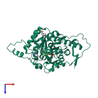 PDB entry 2a7p coloured by chain, top view.