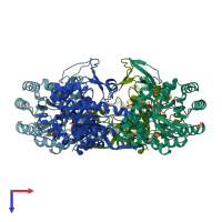 PDB entry 2a7r coloured by chain, top view.