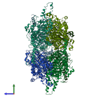PDB entry 2a7s coloured by chain, side view.